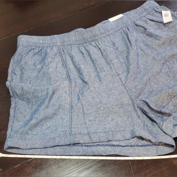 Old Navy Linen Shorts Womens Size 3XL Blue Flat Front Elastic Waist Pull On - Picture 9 of 16